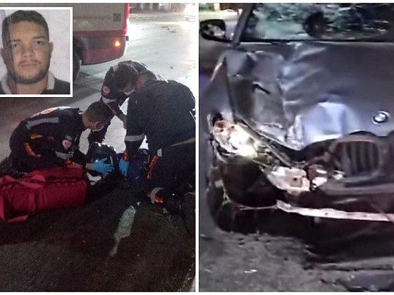 Jovem inabilitado bate BMW em duas motos, mata motociclista e foge no centro de Cuiabá